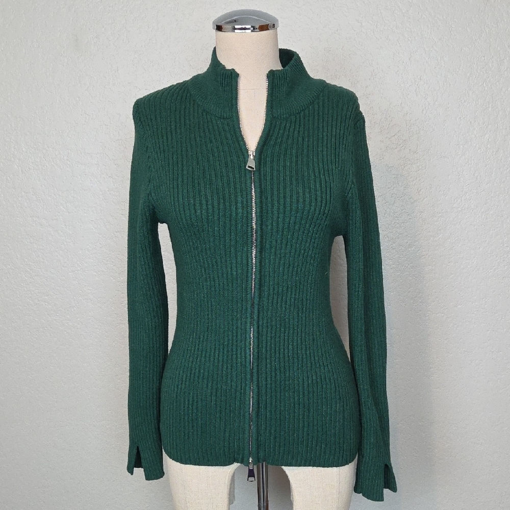 Zesica Forest Green Zip-Up Cardigan Size M